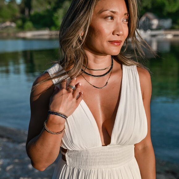 Layering Necklace Gold Stackable Herringbone Rope Chain Waterproof Herringbone - Picture 11 of 13